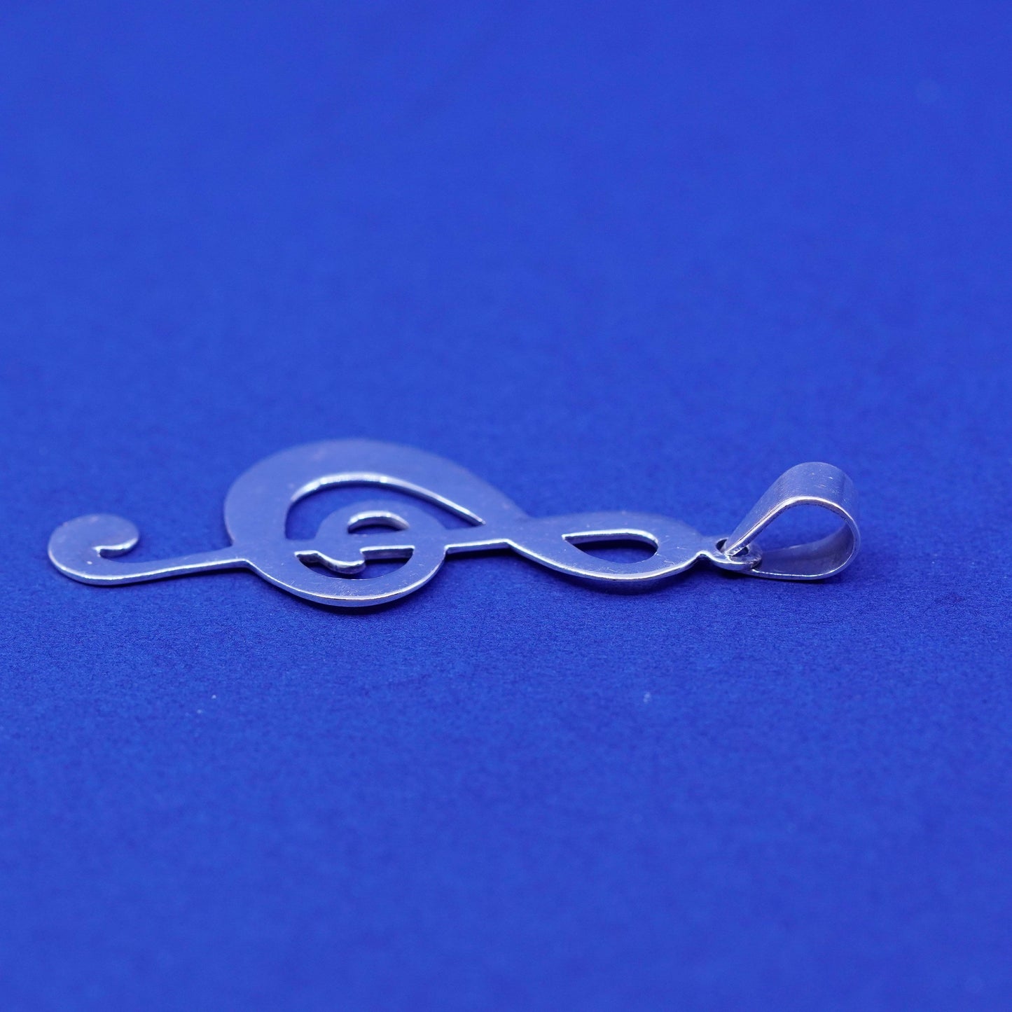 Vintage sterling silver handmade pendant, 925 whirly, swirl music note
