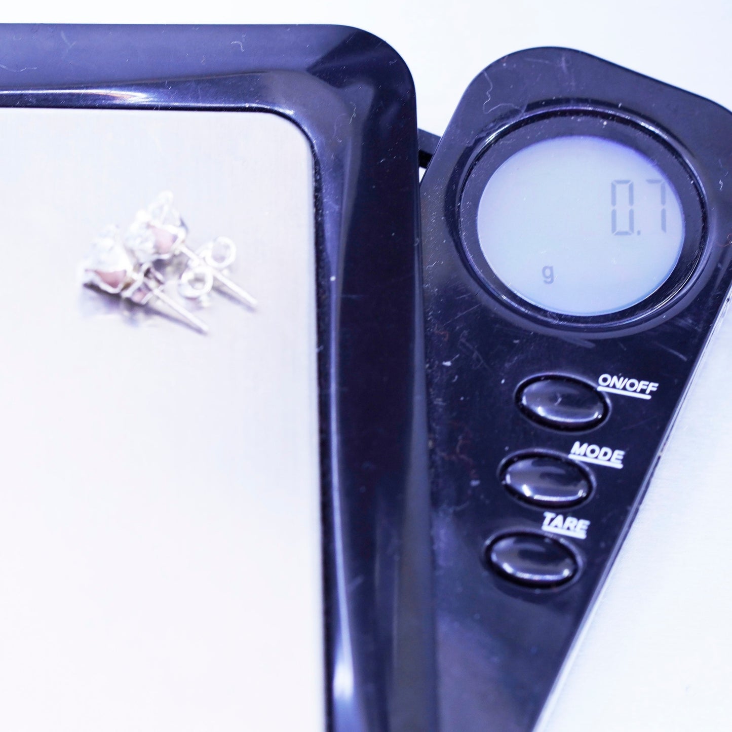 5mm, Vintage Sterling 925 silver earrings, studs with cz inlay
