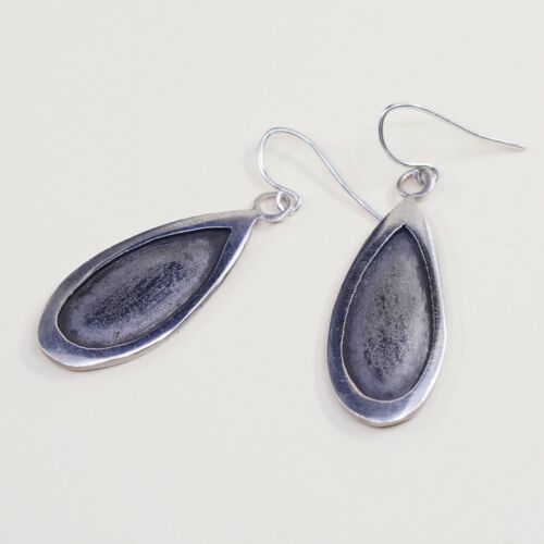 Vtg Mexico Sterling 925 Silver Handmade Hammered Teardrop Dangles Earrings