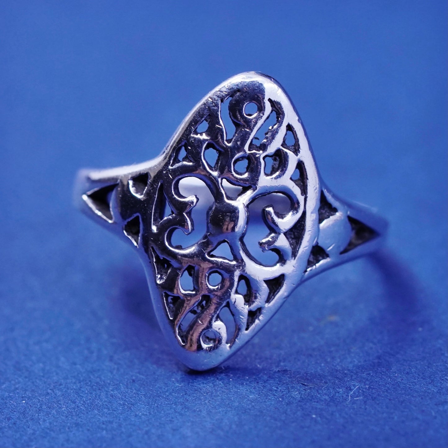 Size 6, vintage Sterling silver handmade ring, 925 filigree band