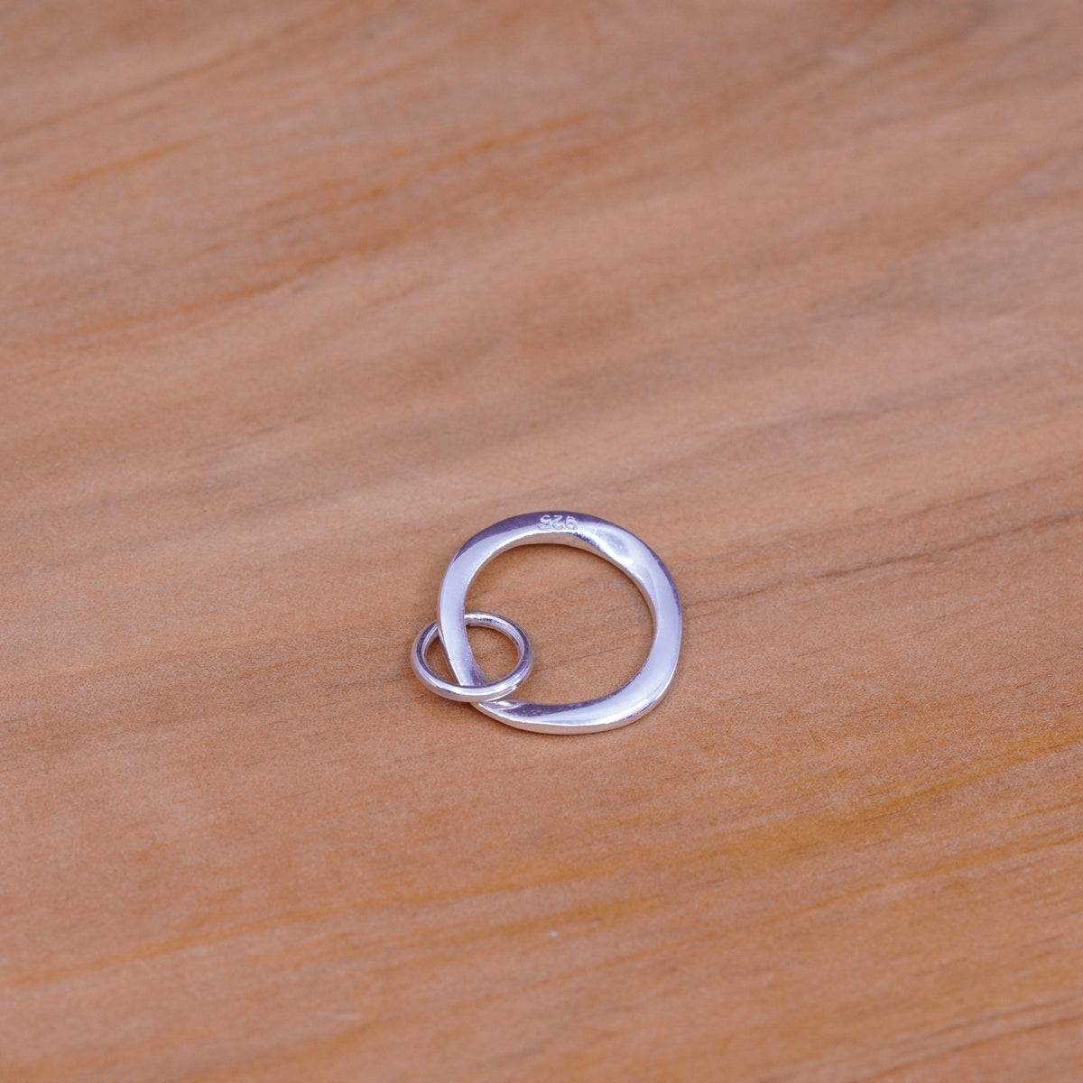Vintage Sterling silver handmade pendant, 925 circle charm
