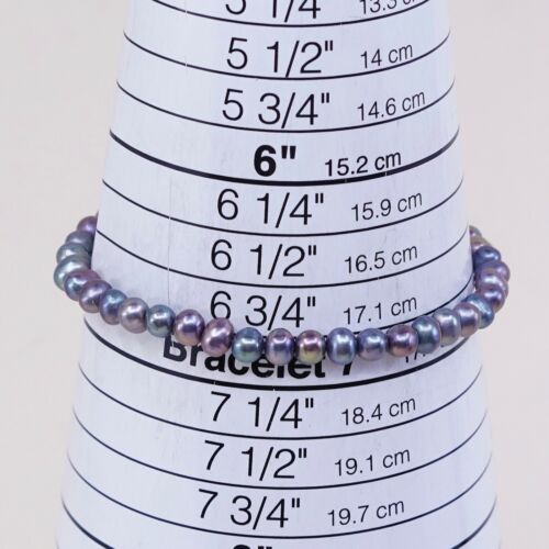 7”, Vtg 4-5mm Tahitian Pearl Bracelet W/ Sterling 925 Silver Clasp