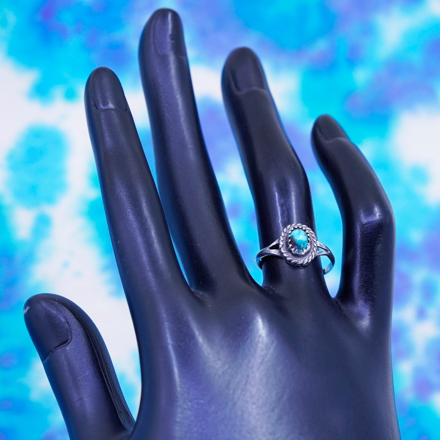 Size 6, Native American, southwestern Sterling silver handmade ring turquoise