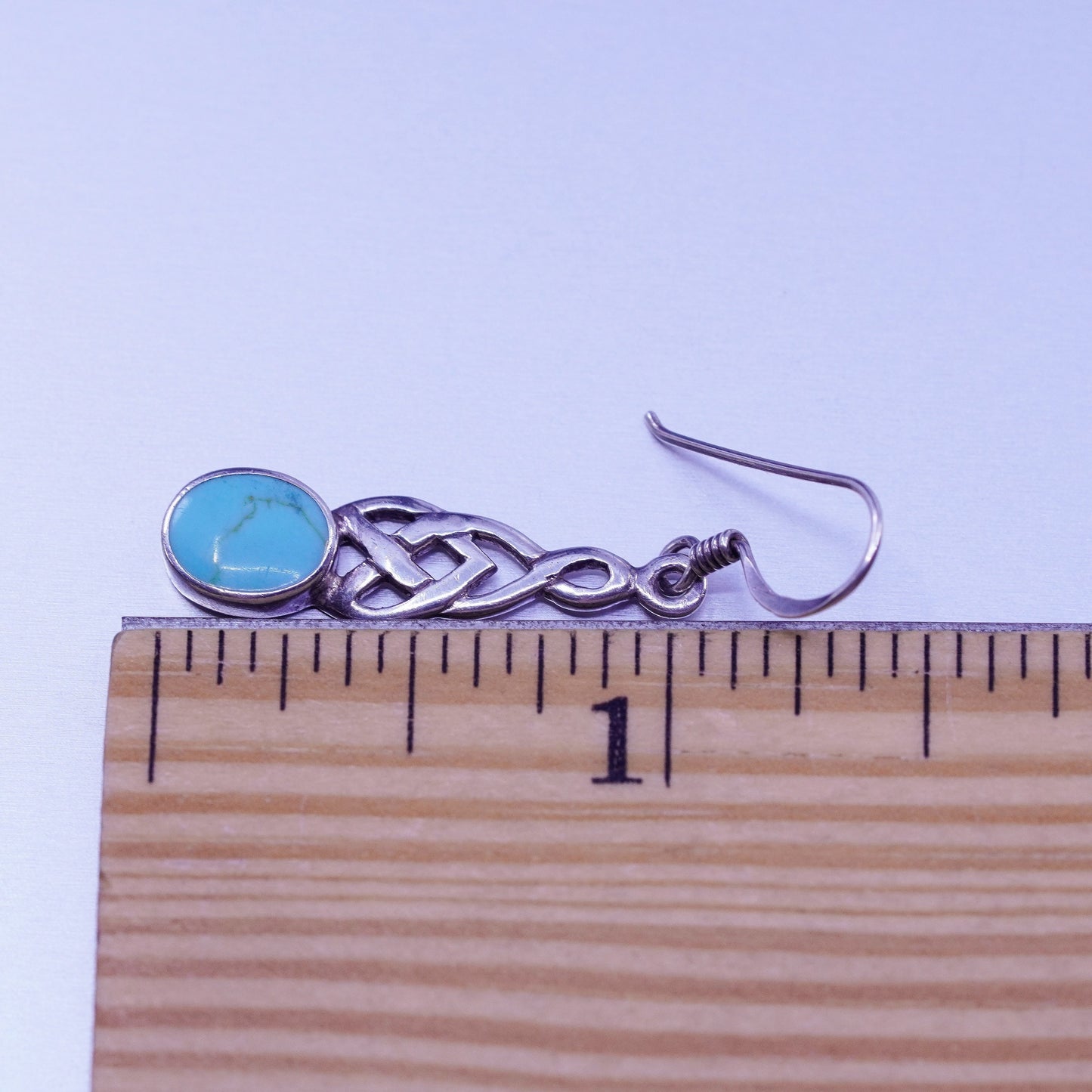 Irish Sterling 925 silver handmade filigree Celtic knot earrings turquoise