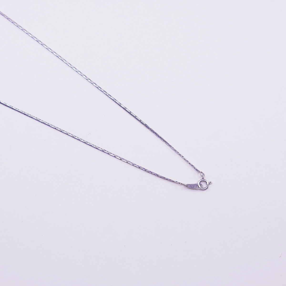 18”, Sterling silver necklace, 925 snake chain hammered rectangular pendant