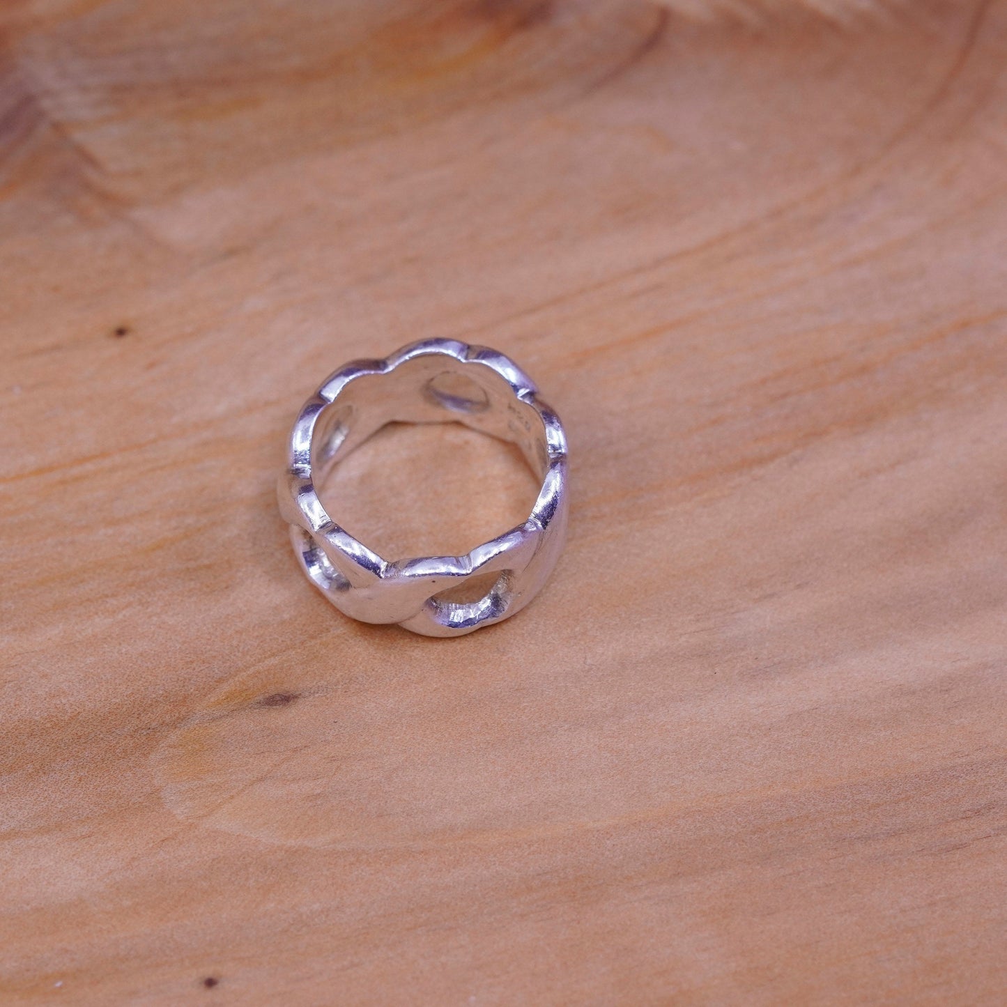 Size 4.5, vintage Sterling silver handmade ring, 925 twisted band