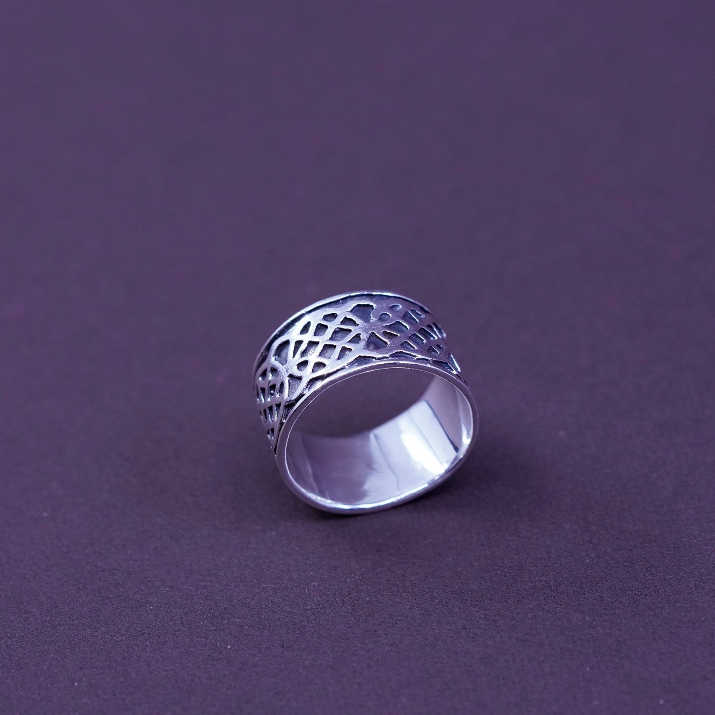 Size 6.25, vintage Sterling silver handmade ring, 925 band with woven braided