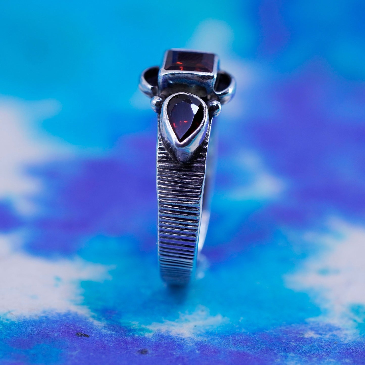 Size 8, Native American Navajo Jason Livingston Sterling 925 silver ring Ruby