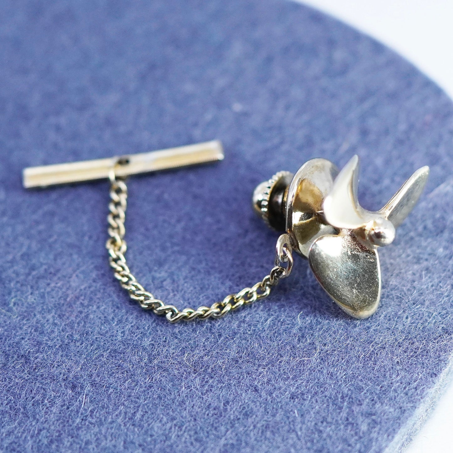 Vintage vermeil gold filled sterling 925 silver handmade pin, 925 fan propeller
