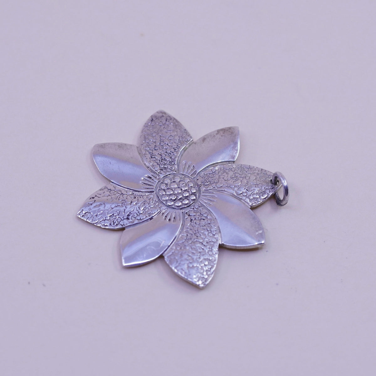 Vintage Sterling silver handmade pendant, 925 flower charm