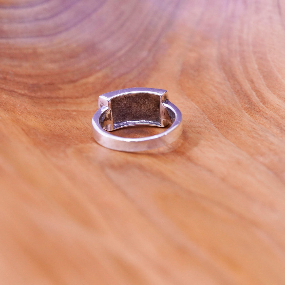 Size 7.25, vintage sterling silver handmade ring, 925 band with abalone inlay