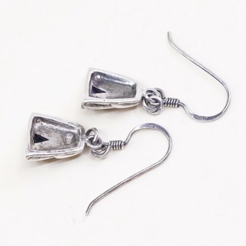 Amazing Southwestern handmade Sterling Silver earrings, 925 Obsidian Dangles