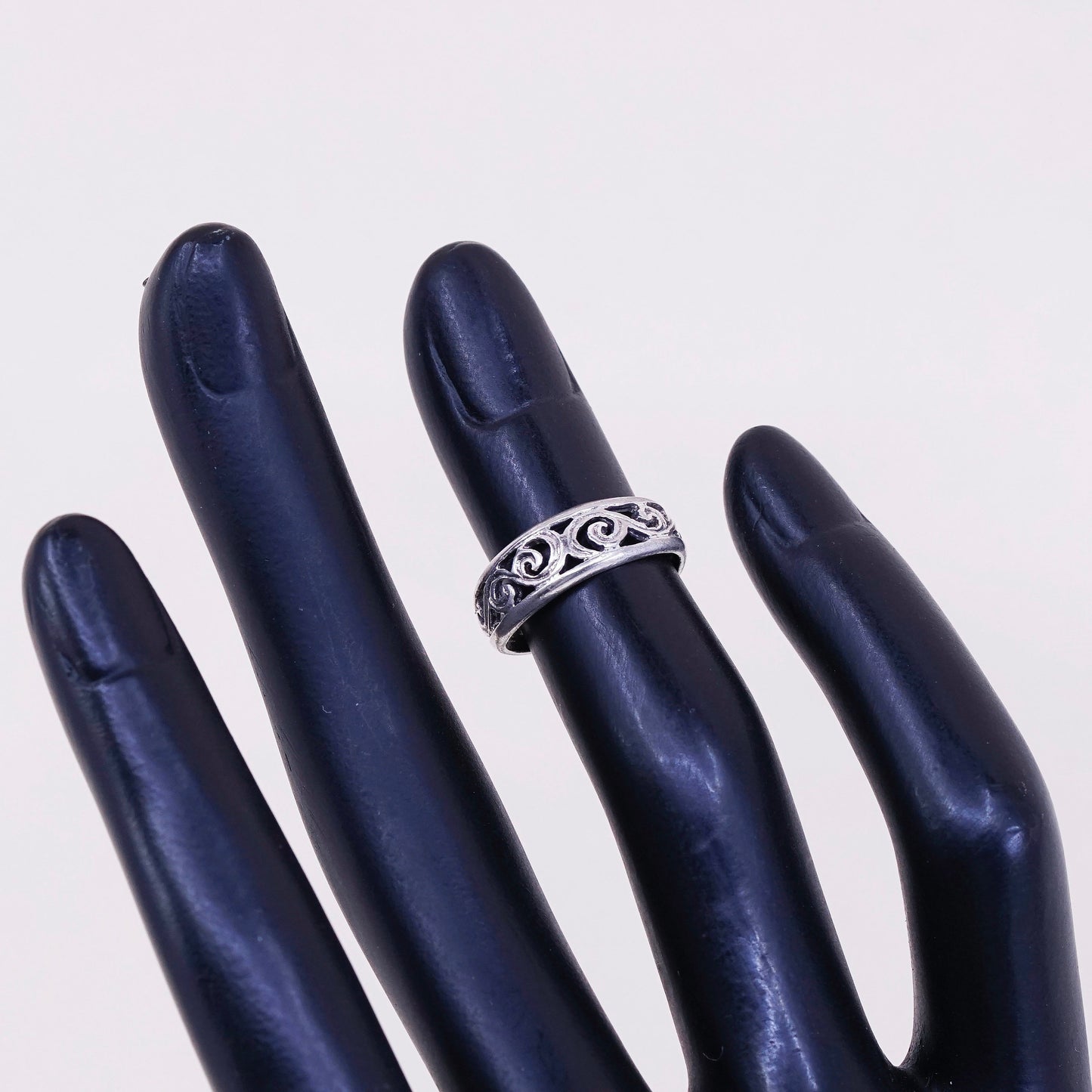 sz 2.5, vintage Sterling silver handmade ring, 925 filigree swirl band