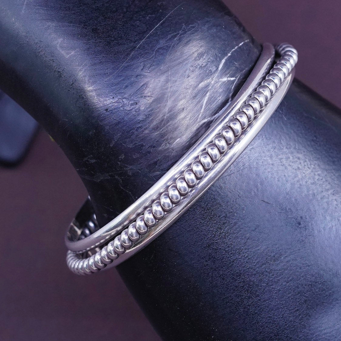 6.25", vtg Navajo Tahe Sterling silver bracelet, native American 925 cable cuff
