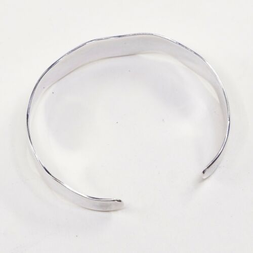 6.75”, Vtg Southwestern Modern Sterling 925 Silver Handmade Wavy cuff Bracelet