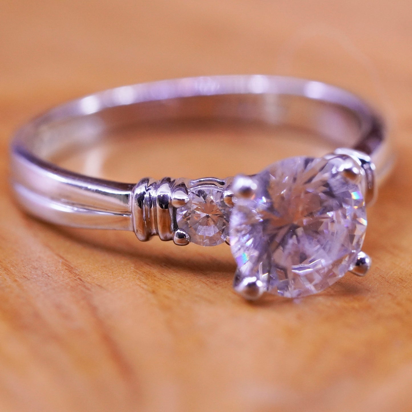 Size 9.5, vintage Sterling 925 silver anniversary engagement ring with cz