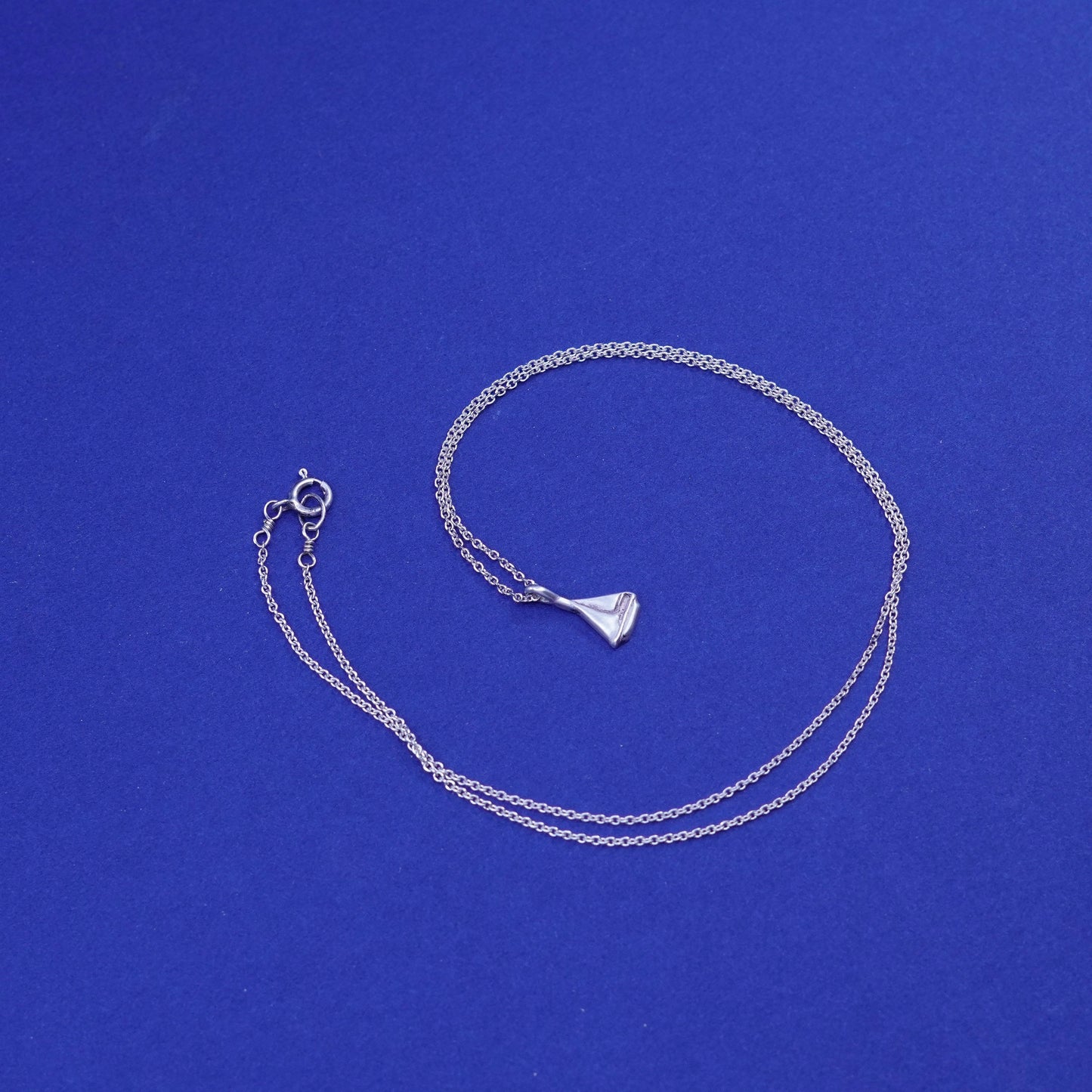 16”, Sterling silver handmade necklace, 925 circle chain with sail boat pendant