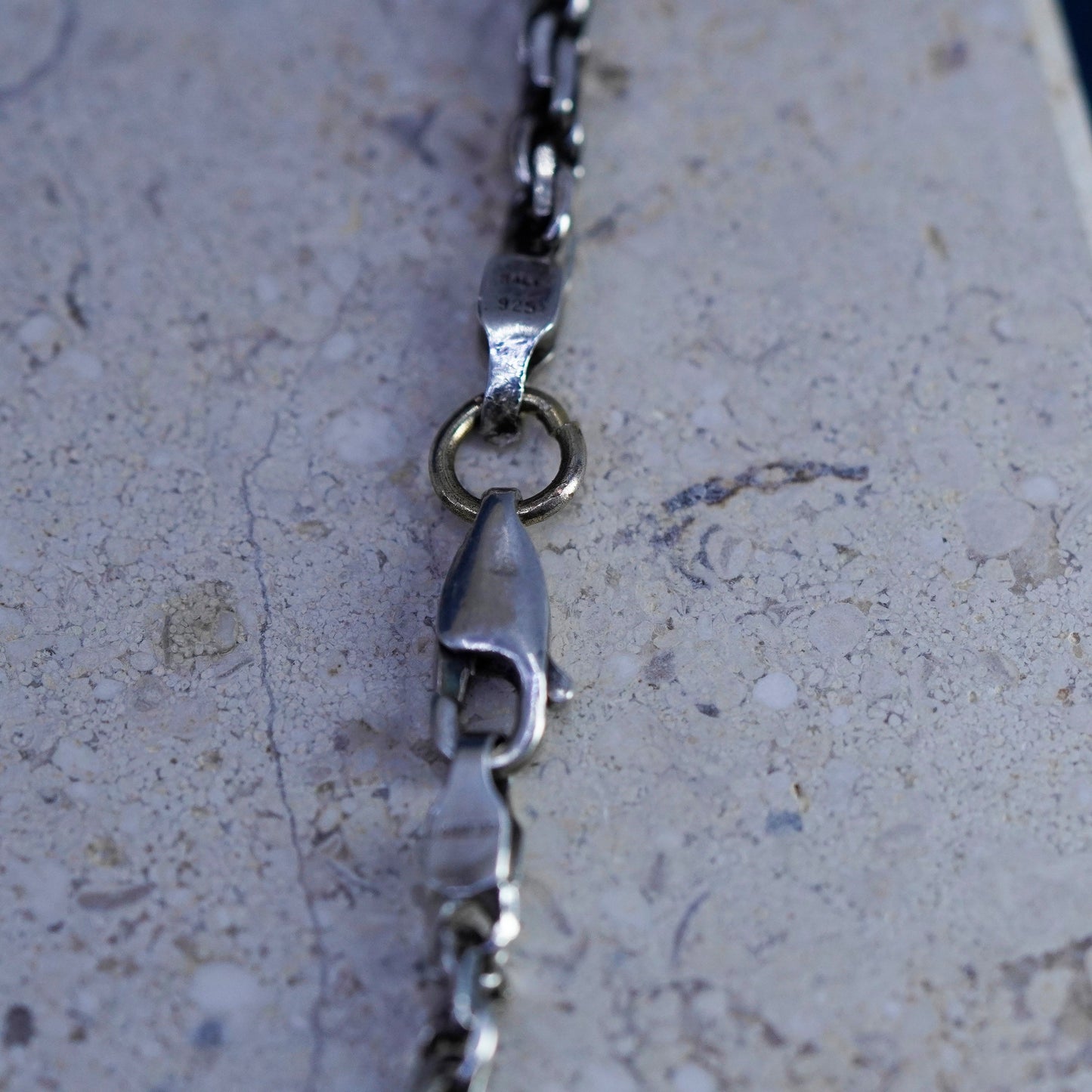 8”, 3mm, vintage sterling silver handmade bracelet, Italy 925 rope chain