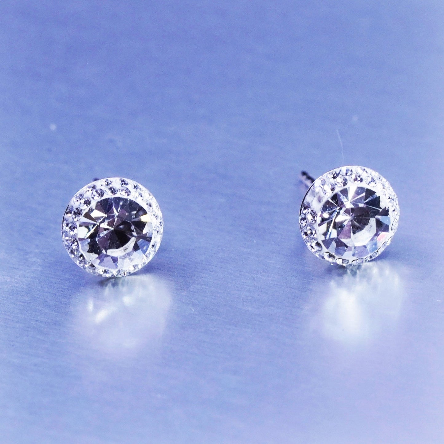 Vintage Sterling 925 silver earrings, studs with cz inlay