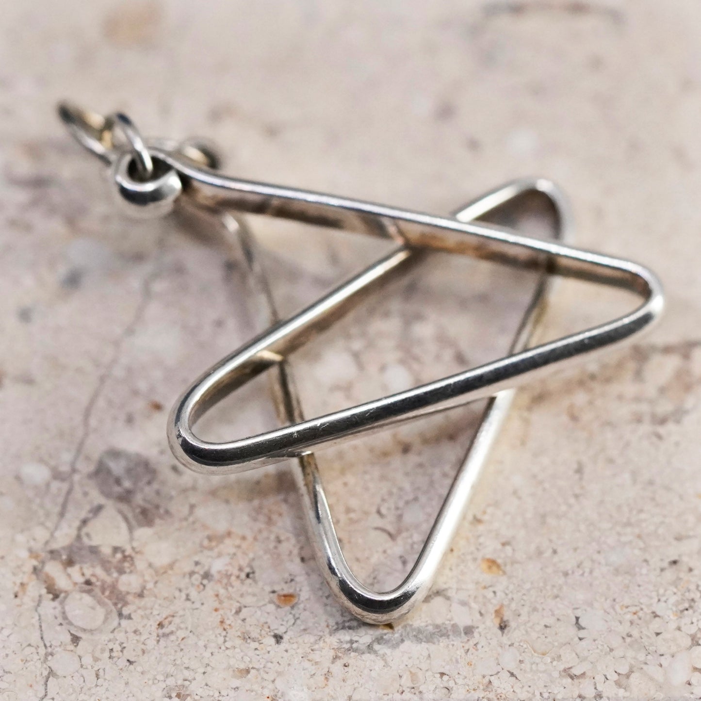 Vintage Sterling silver handmade pedant, modern 925 entwined star