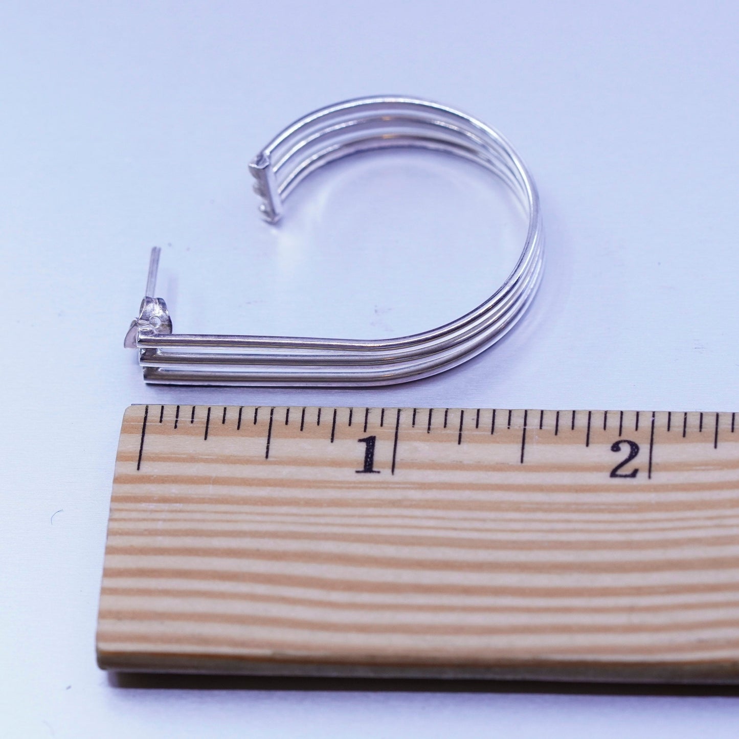 1.5”, vintage Sterling silver handmade earrings, modern 925 simple oval hoops
