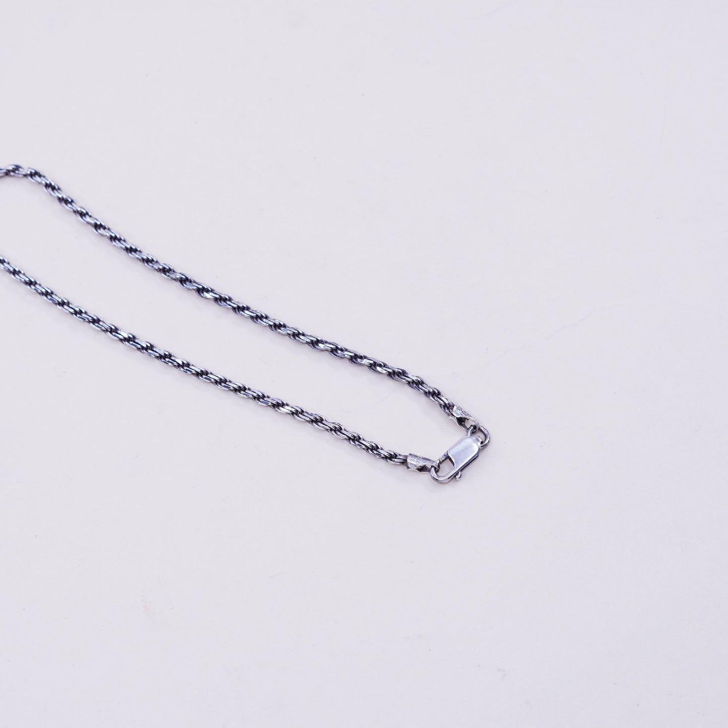 9”, 2mm, Vintage sterling 925 silver Italy rope chain bracelet