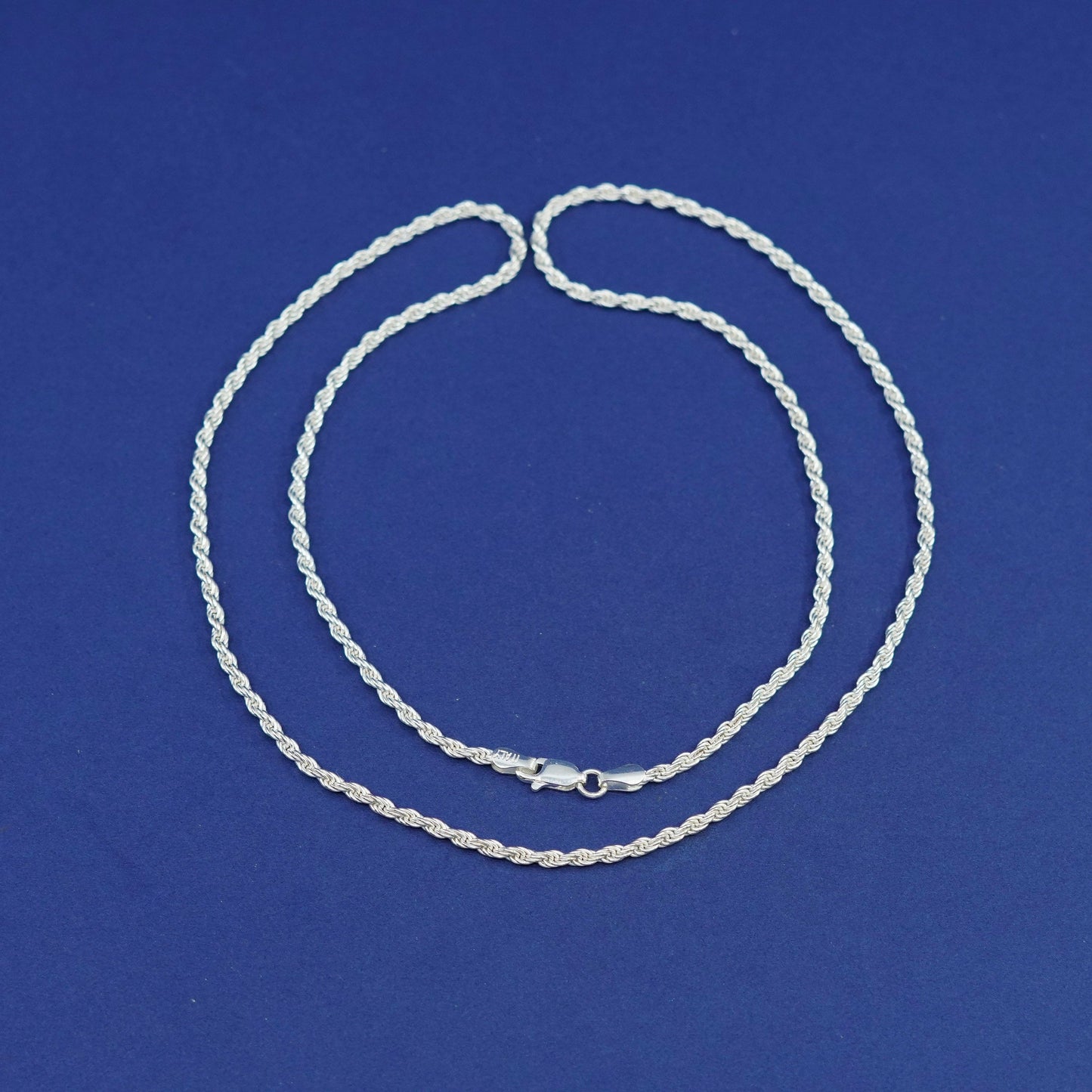 24”, 3mm, vintage milor italy sterling silver necklace, bold 925 rope chain