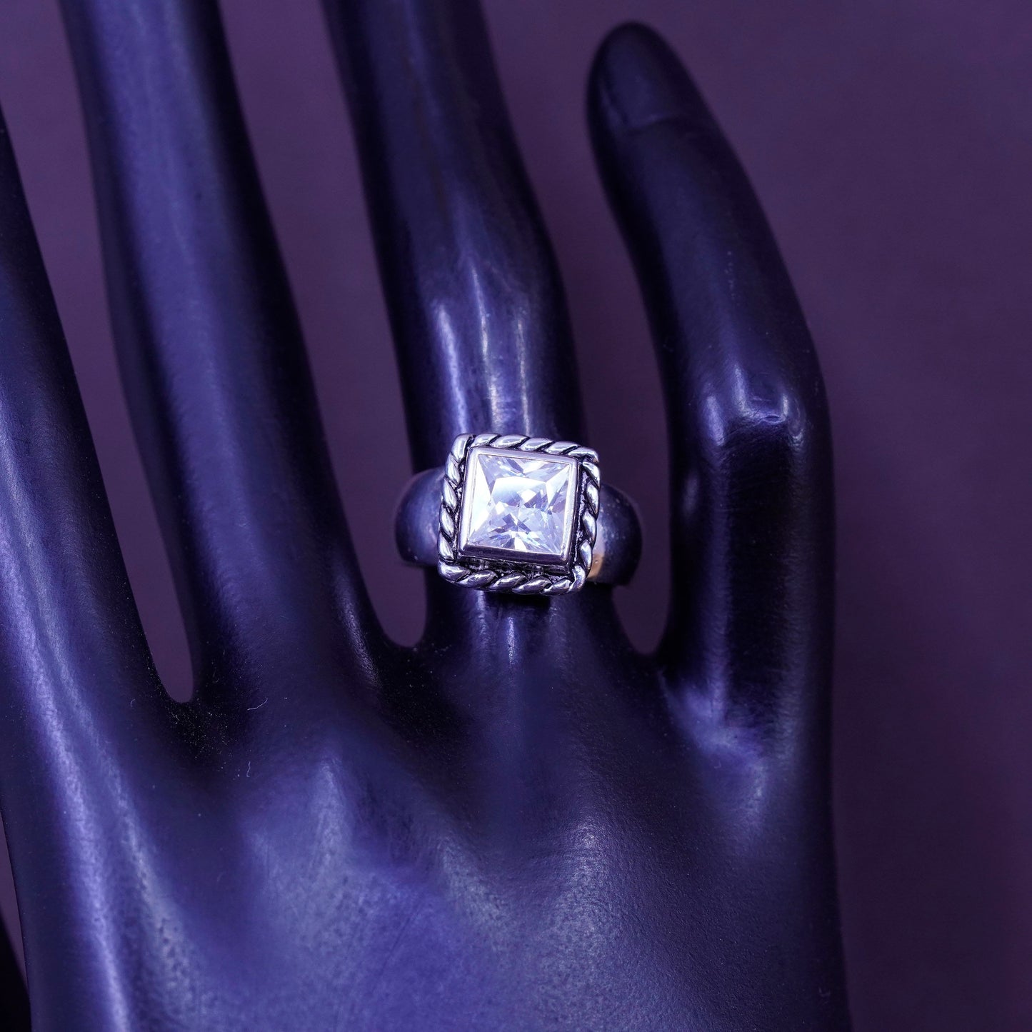 Size 6, R0836. Silpada Cubic Zirconia CZ Braided Ring, sterling 925 Silver