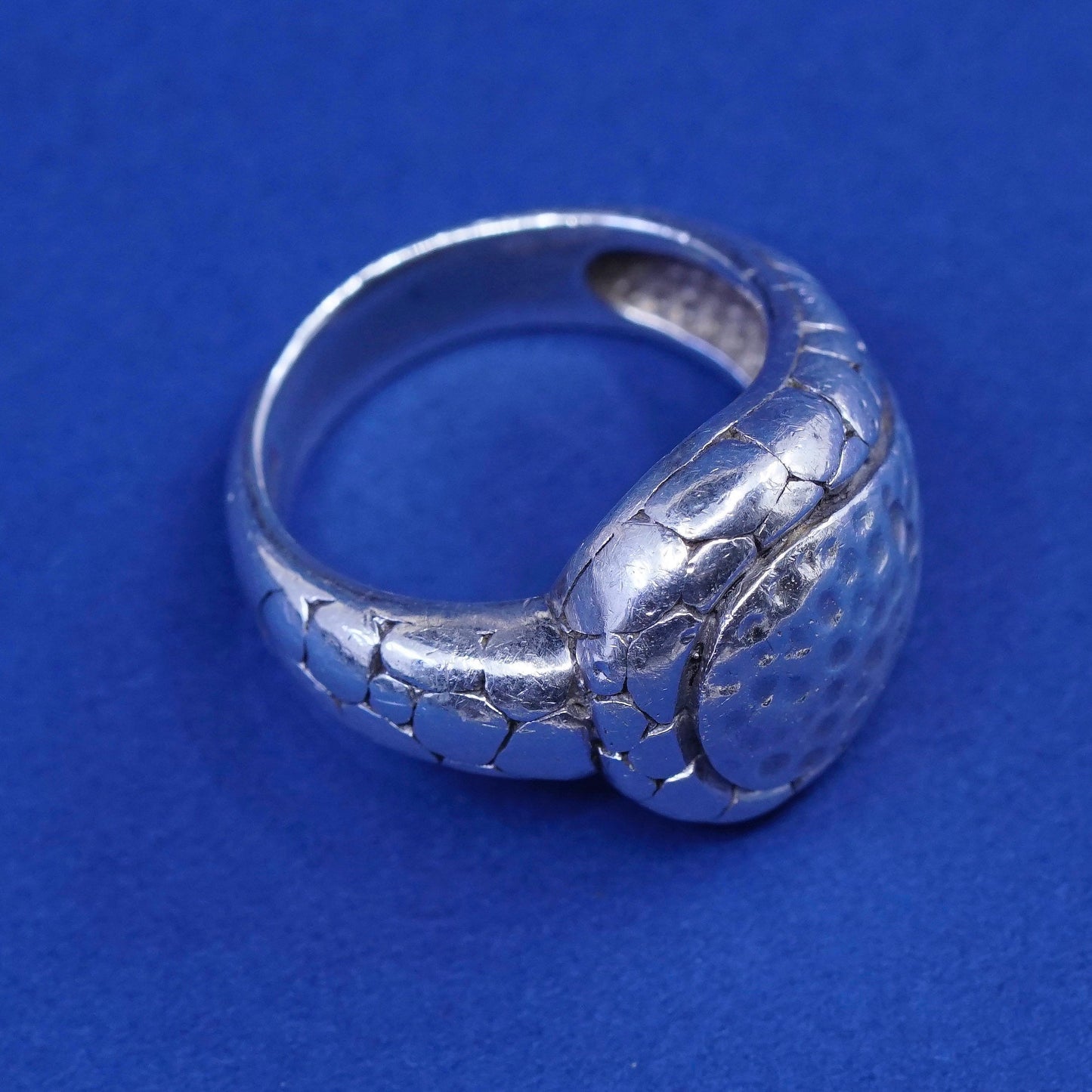 sz 5.75, vtg Sterling silver handmade ring, mexico 925 Statement hammered band