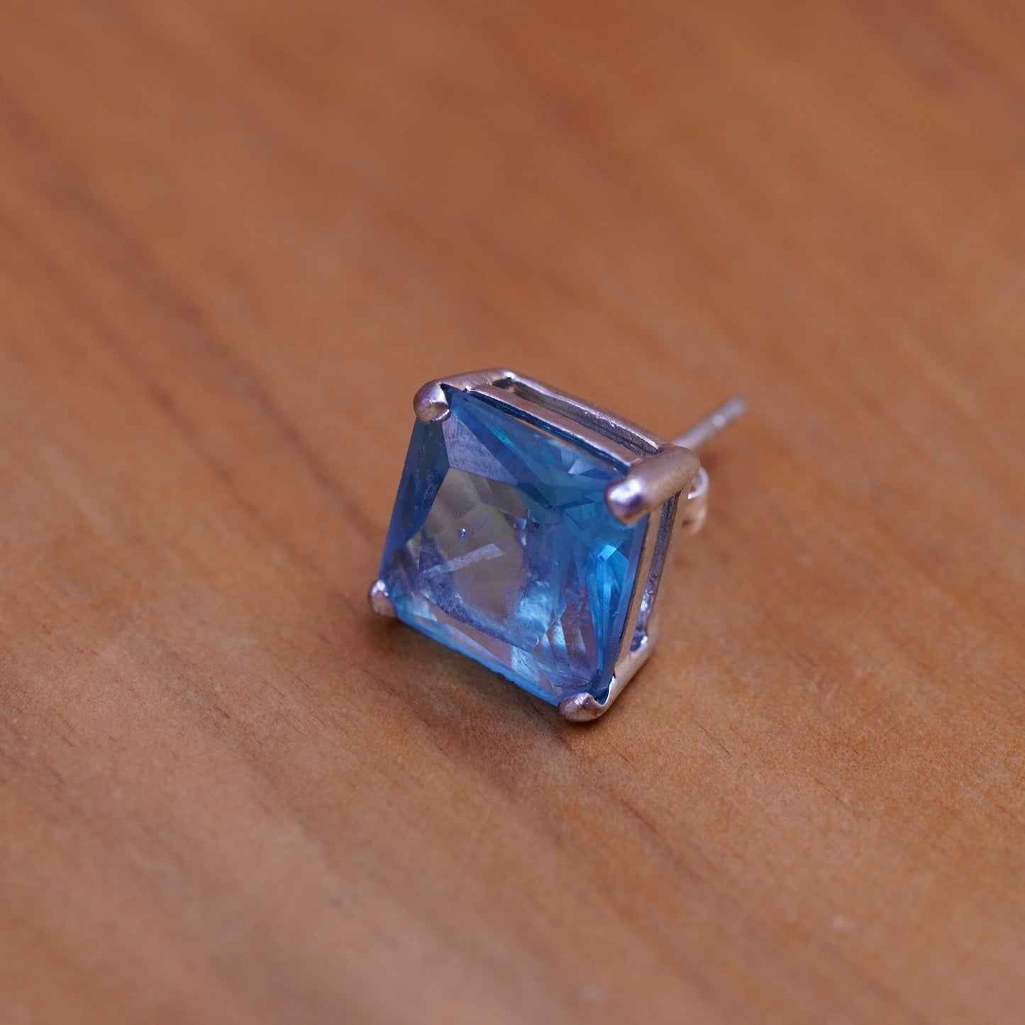 Vintage Sterling 925 silver square topaz studs, earrings
