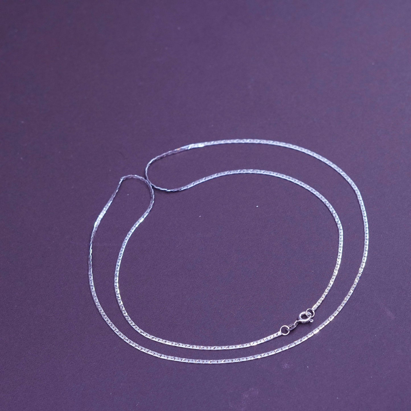 24”, 2mm, vintage Sterling silver flatten anchor chain, 925 necklace