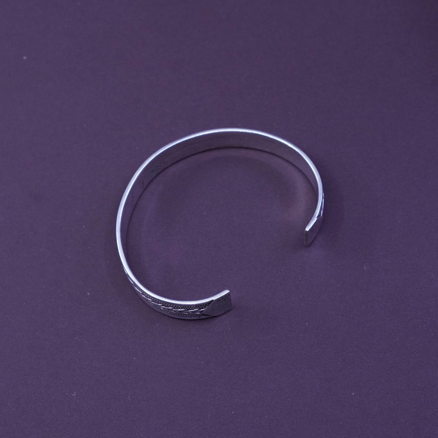 7”, Sterling silver handmade bracelet, southwestern 925 cuff with cable rope