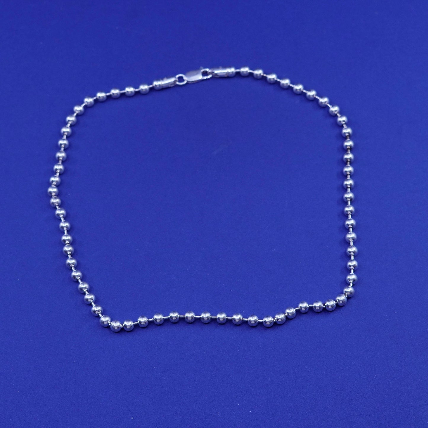 17”, 5mm, vintage Sterling silver handmade necklace, 925 beads chain