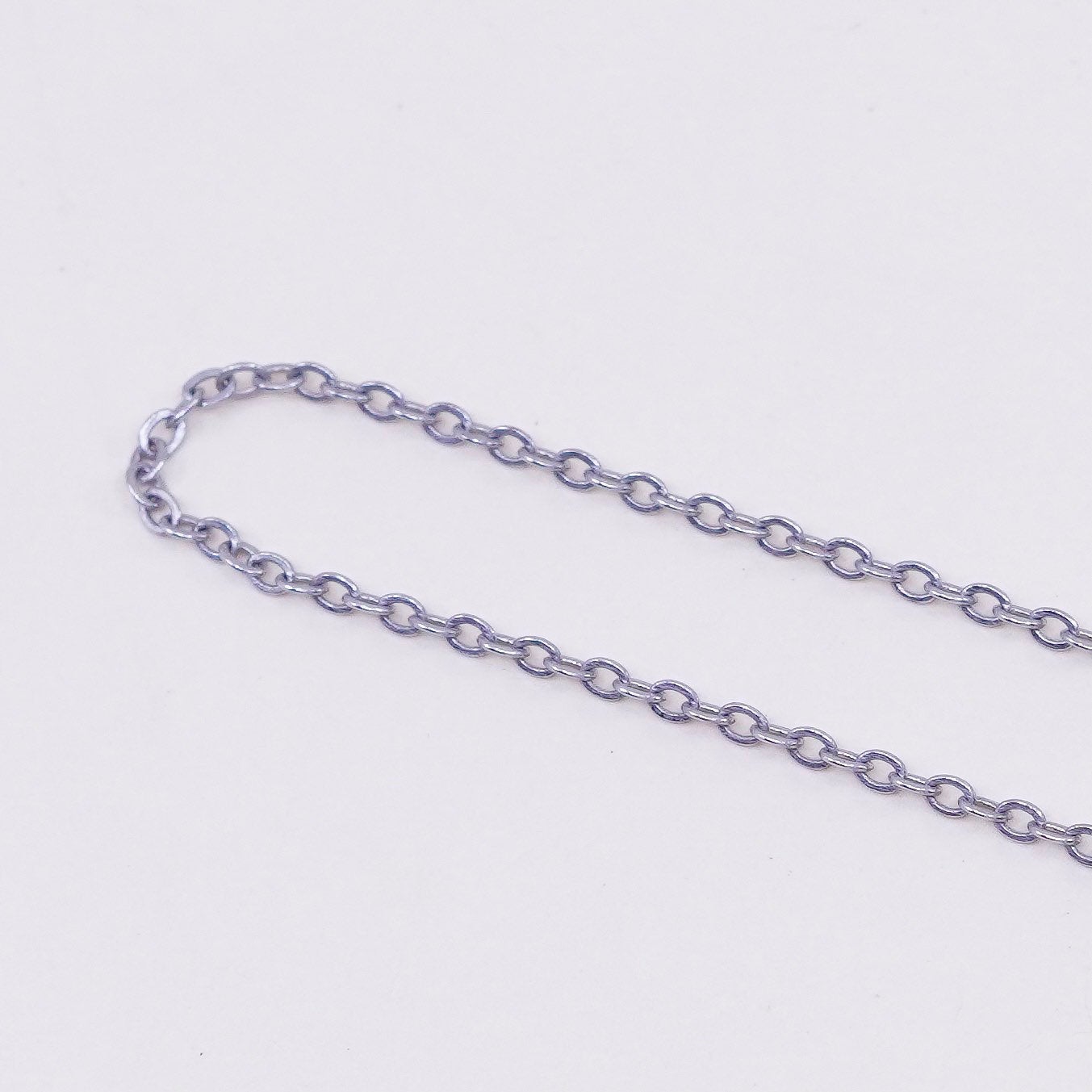 17”, 1.6mm, Vintage sterling silver flatten circle chain, Italy 925 necklace