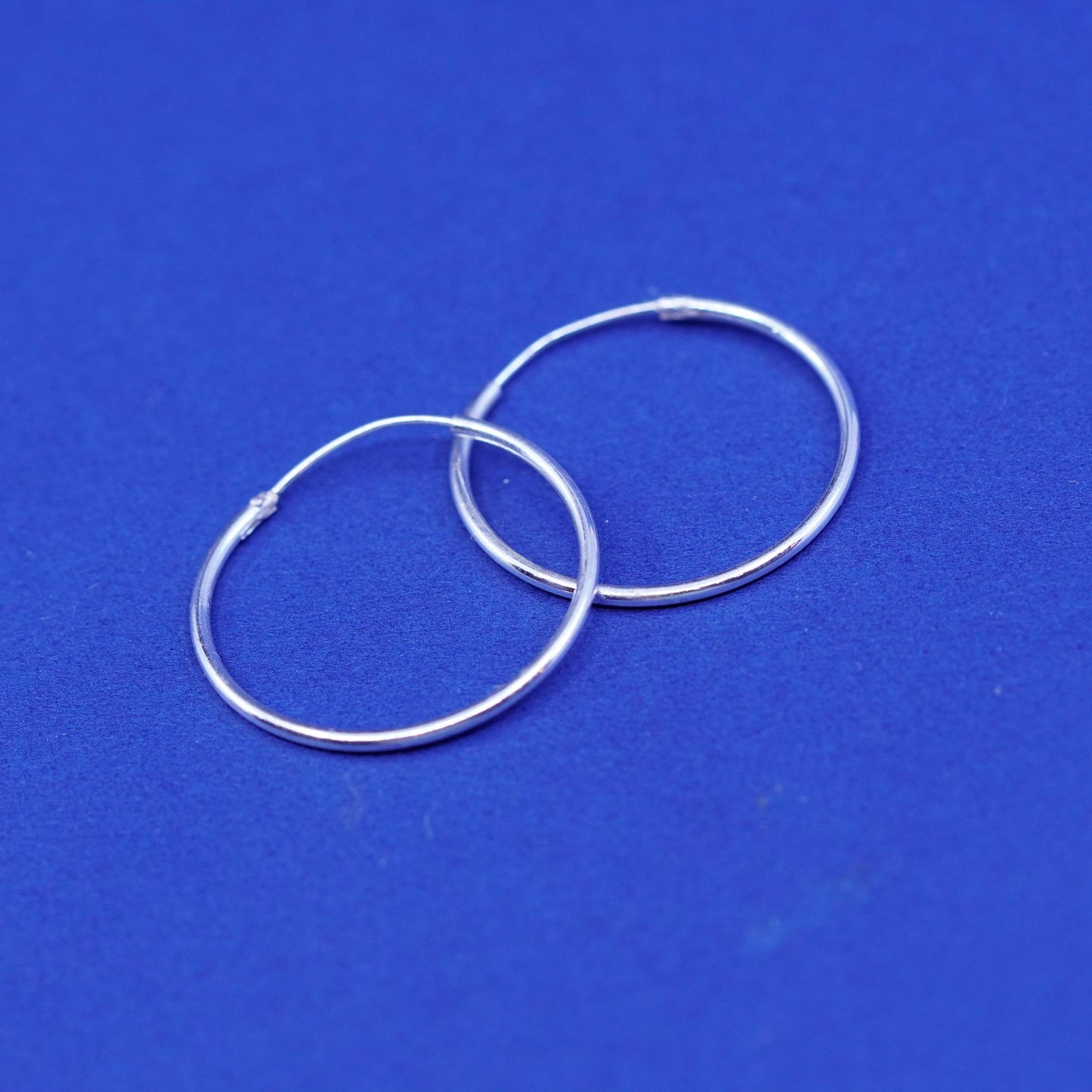 0.75”, vintage Sterling silver handmade hoop earrings, Modern 925 huggie