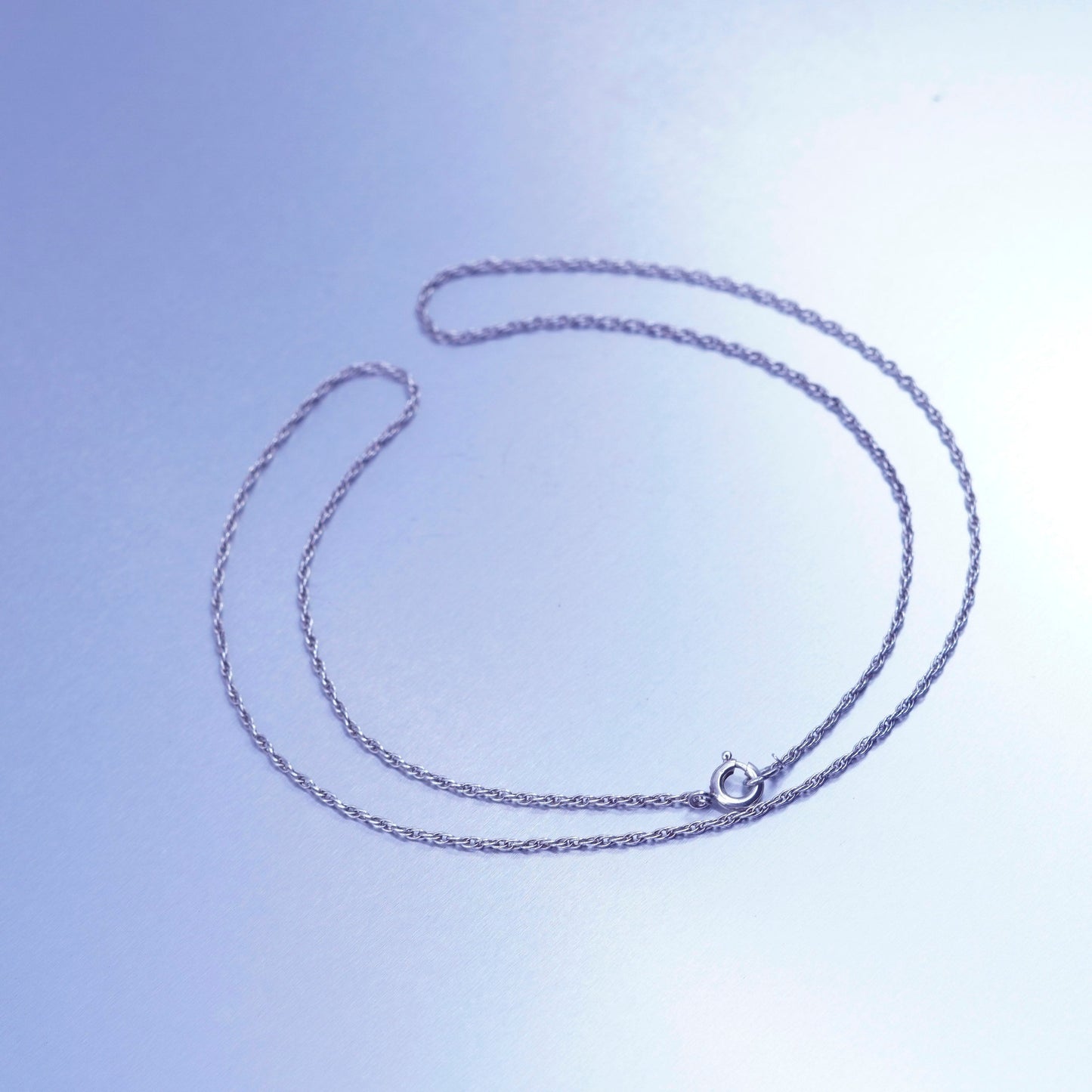 18” 1mm, vintage Italy Sterling 925 silver Singapore rope chain necklace