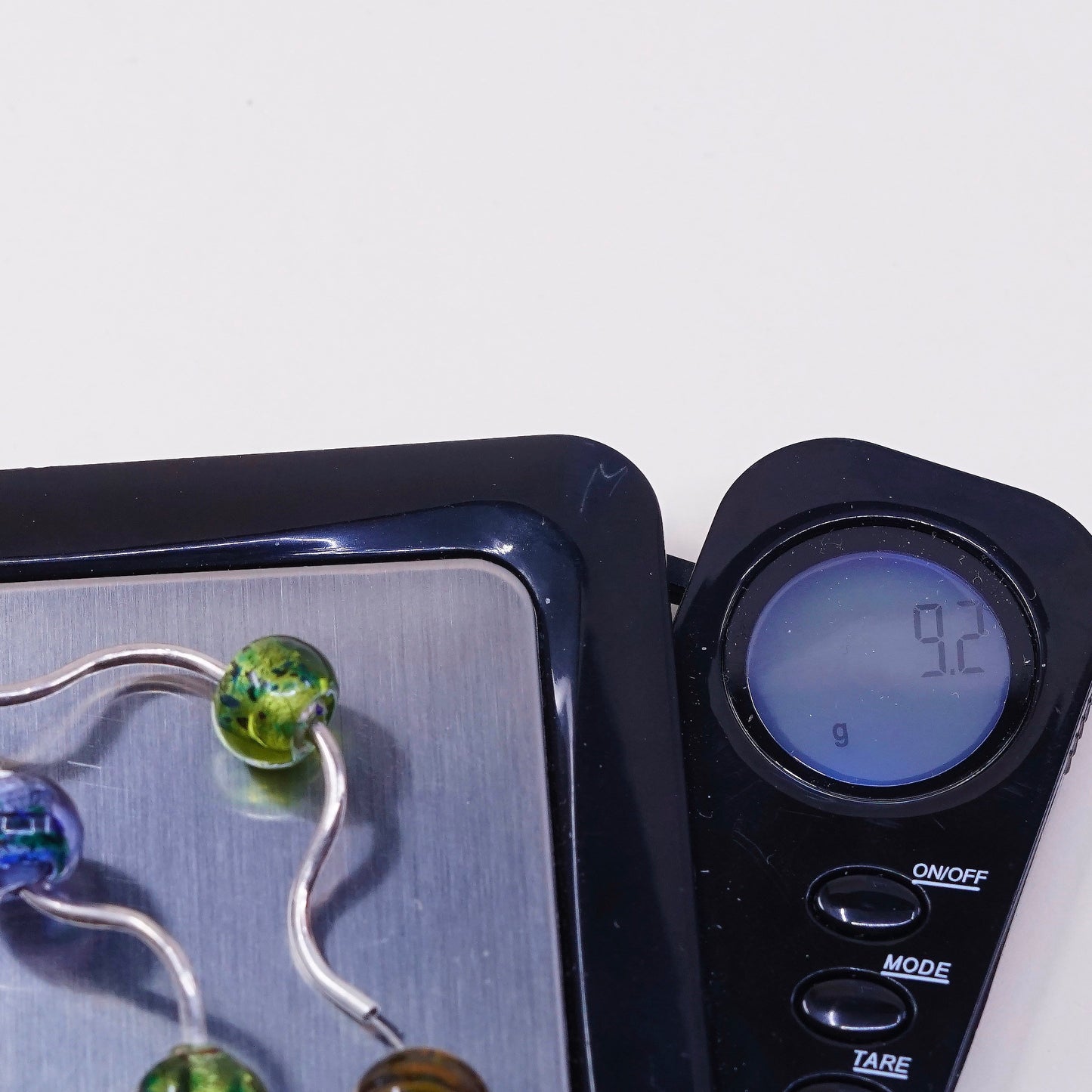 7”, 925 Sterling silver handmade bar and beads bracelet w/ artisan foiled glass