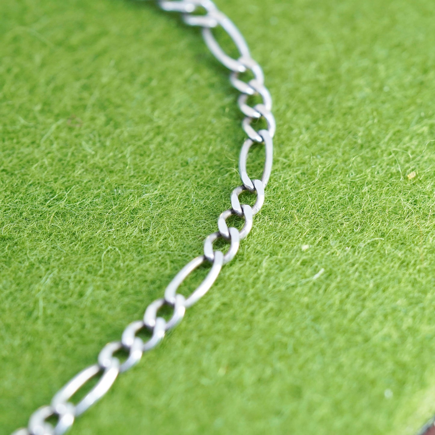 9.5”, 4mm, Vintage sterling 925 silver bracelet, Italy figaro chain anklet
