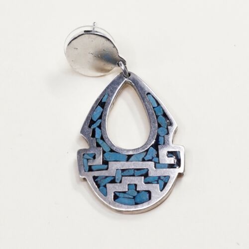 Amazing handmade Sterling Silver earrings, 925 Turquoise Teardrop Dangles