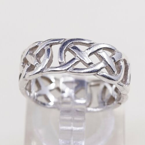 Size 7, Sterling solvar Silver Handmade Ring 925 Band W/ Filigree Woven Braid