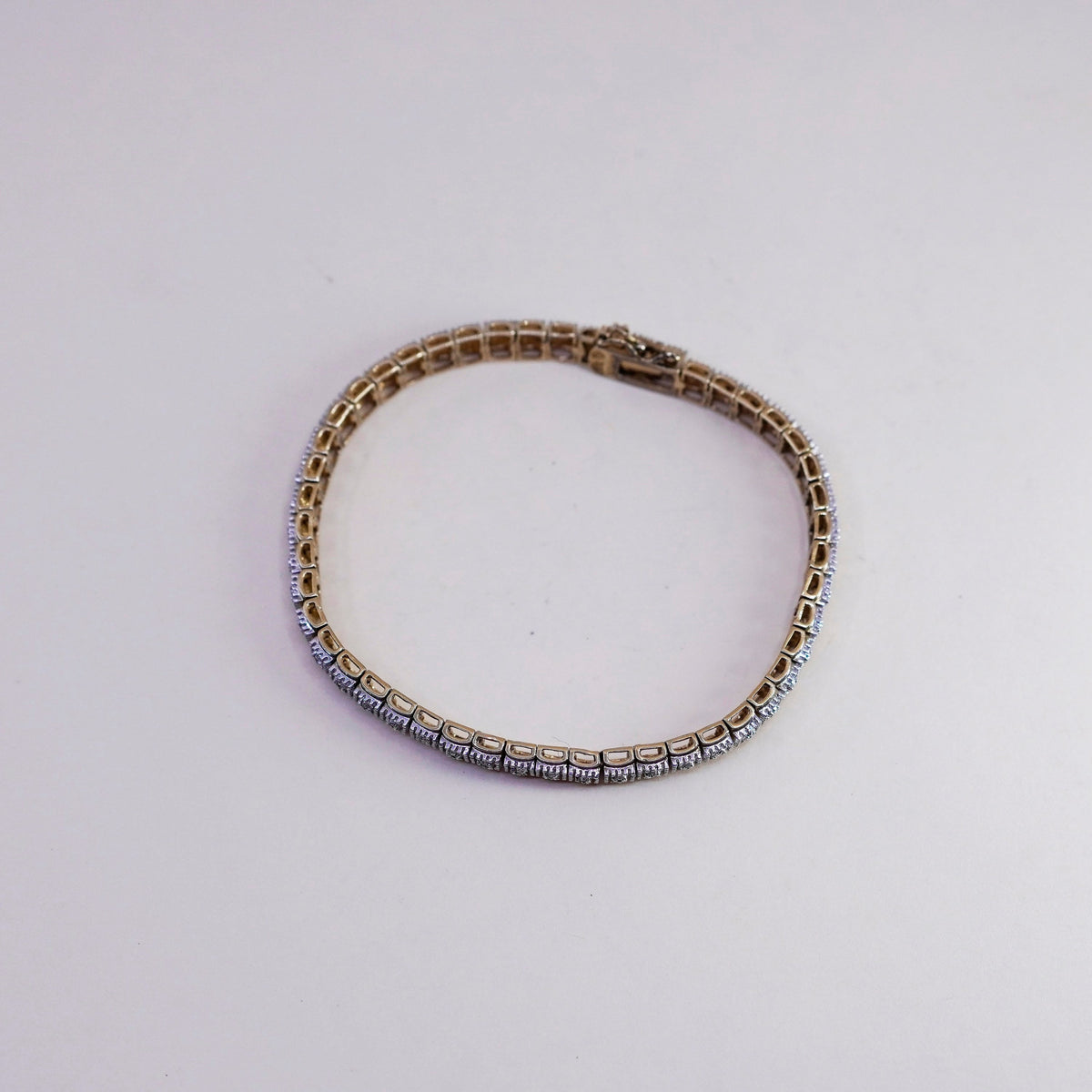 7.5”, vermeil gold over sterling silver tennis bracelet, 925 chain diamond