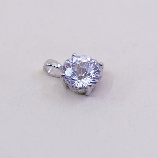 Vintage modern sterling 925 silver cz crystal pendant
