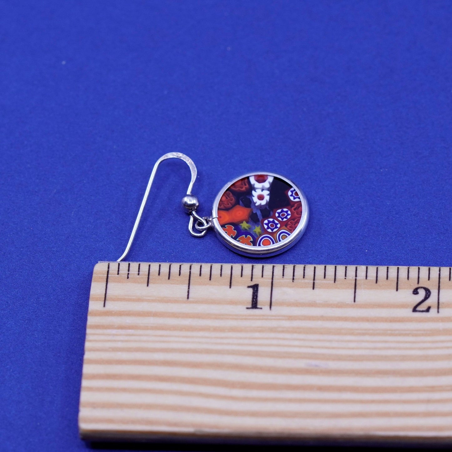 Vintage sterling 925 silver handmade earrings with red Murano glass