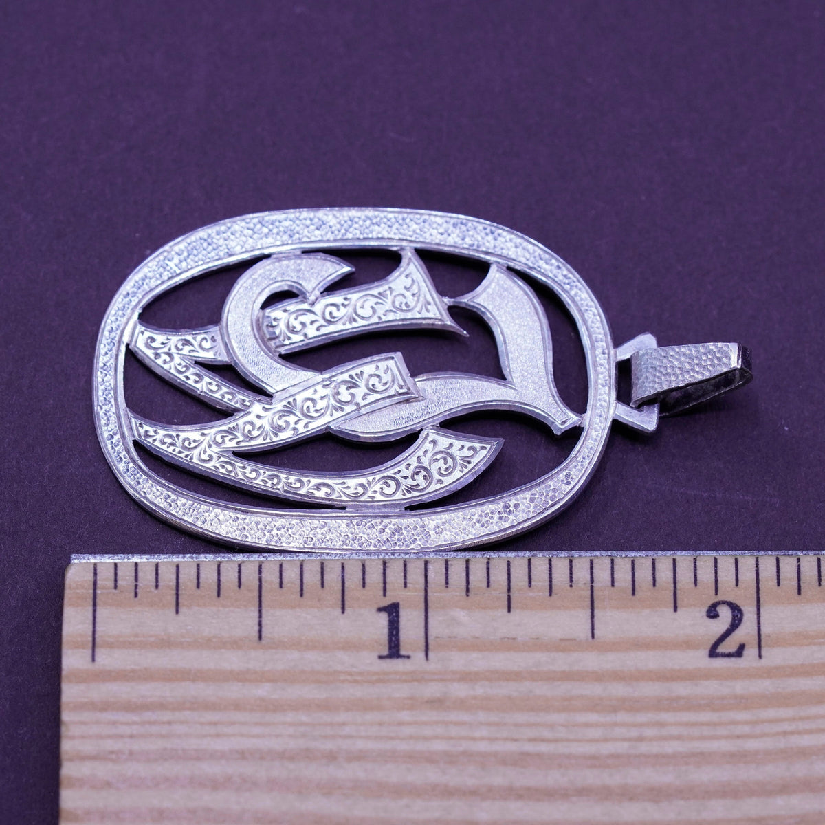 Vintage Germany Sterling silver handmade pendant, handarbeit 900 initial JW