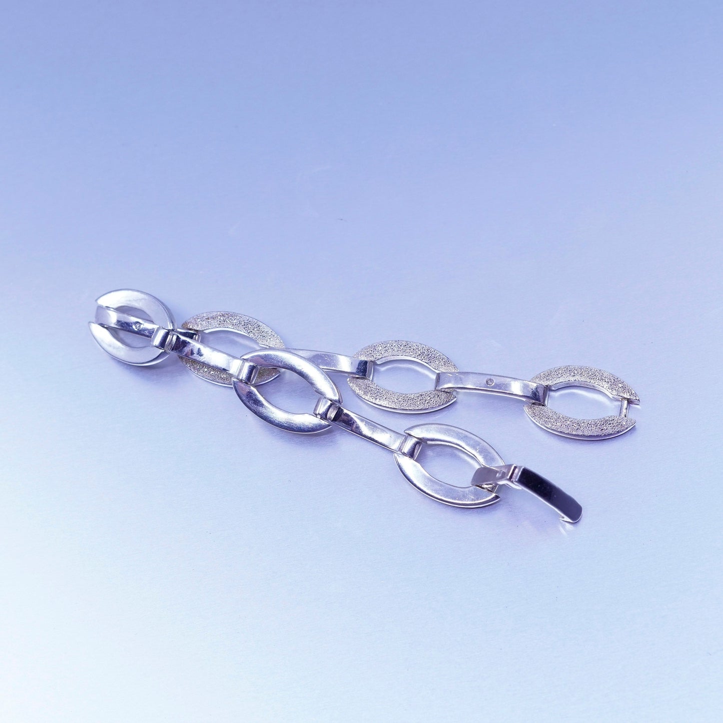 6.75”, vtg Italy Sterling 925 silver handmade bracelet, modern glitter chain