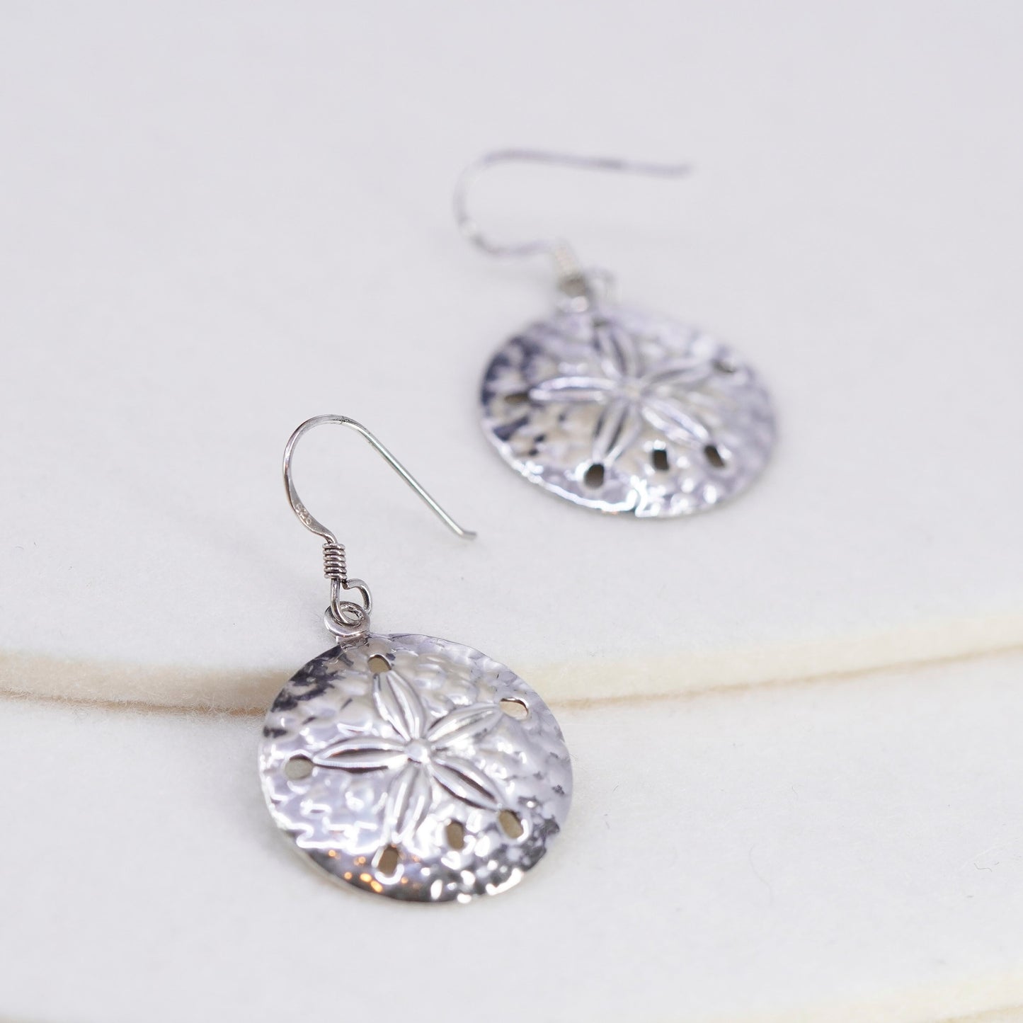 Vintage Sterling 925 silver handmade sand dollar earrings