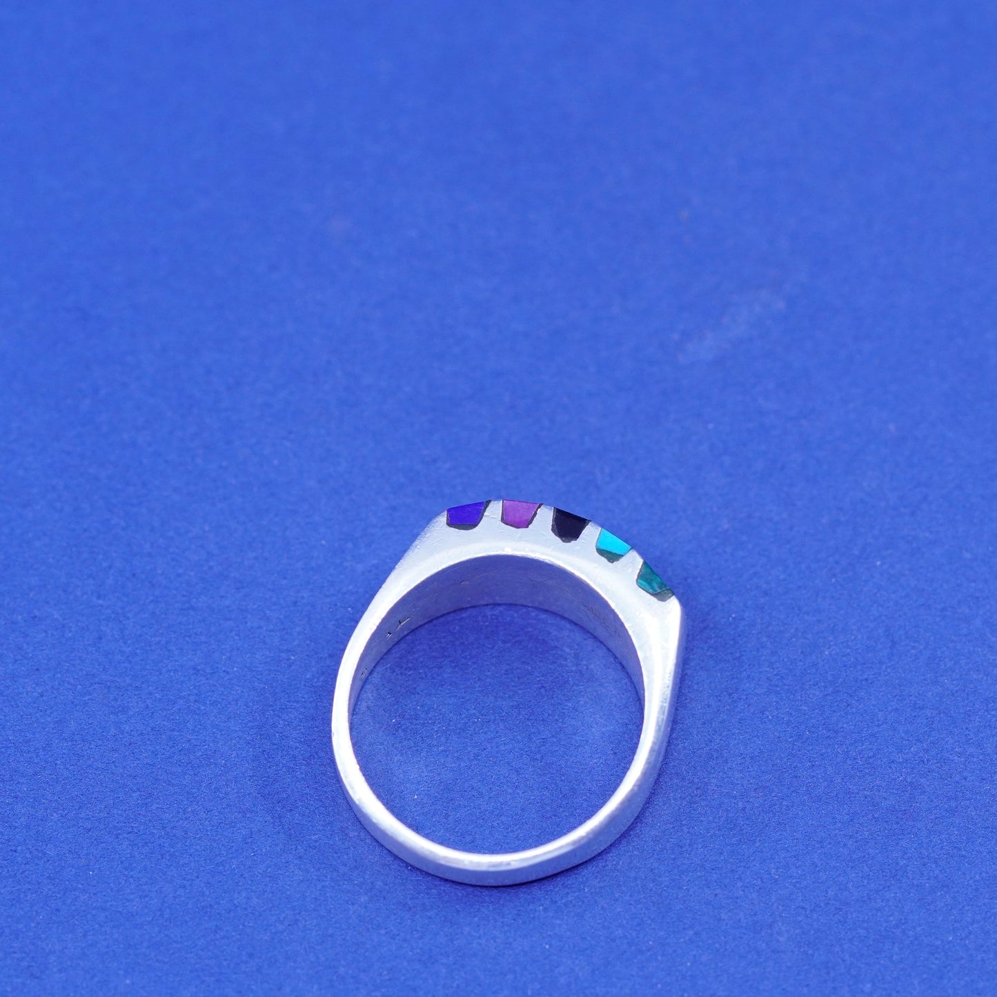 Size 9.25, sterling silver handmade ring, 925 band w/ sodalite turquoise agate