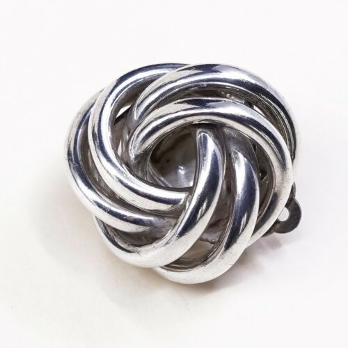 VINTAGE Zina Handmade Sterling Silver 925 EARRINGS, Entwined Braided Clip On