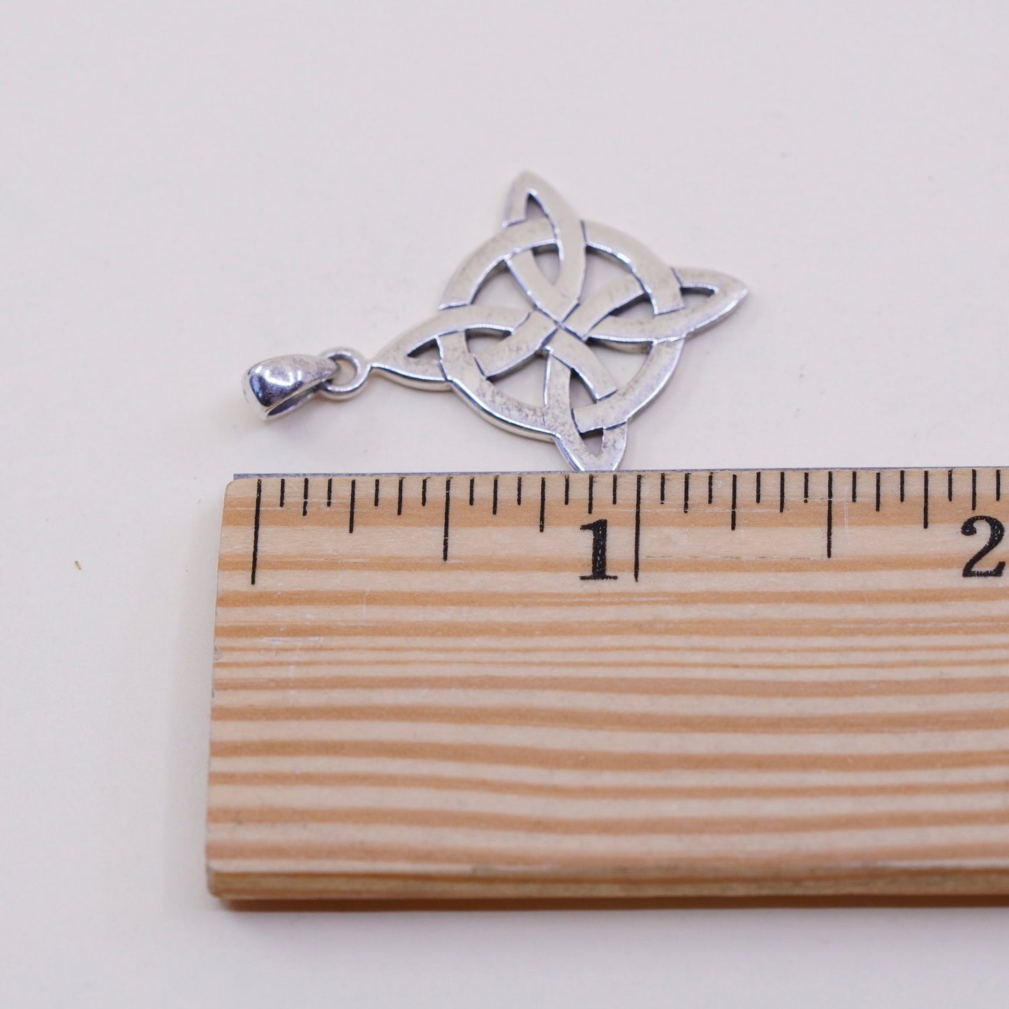 vtg PSCL sterling silver handmade pendant, 925 Irish Celtic knit filigree charm