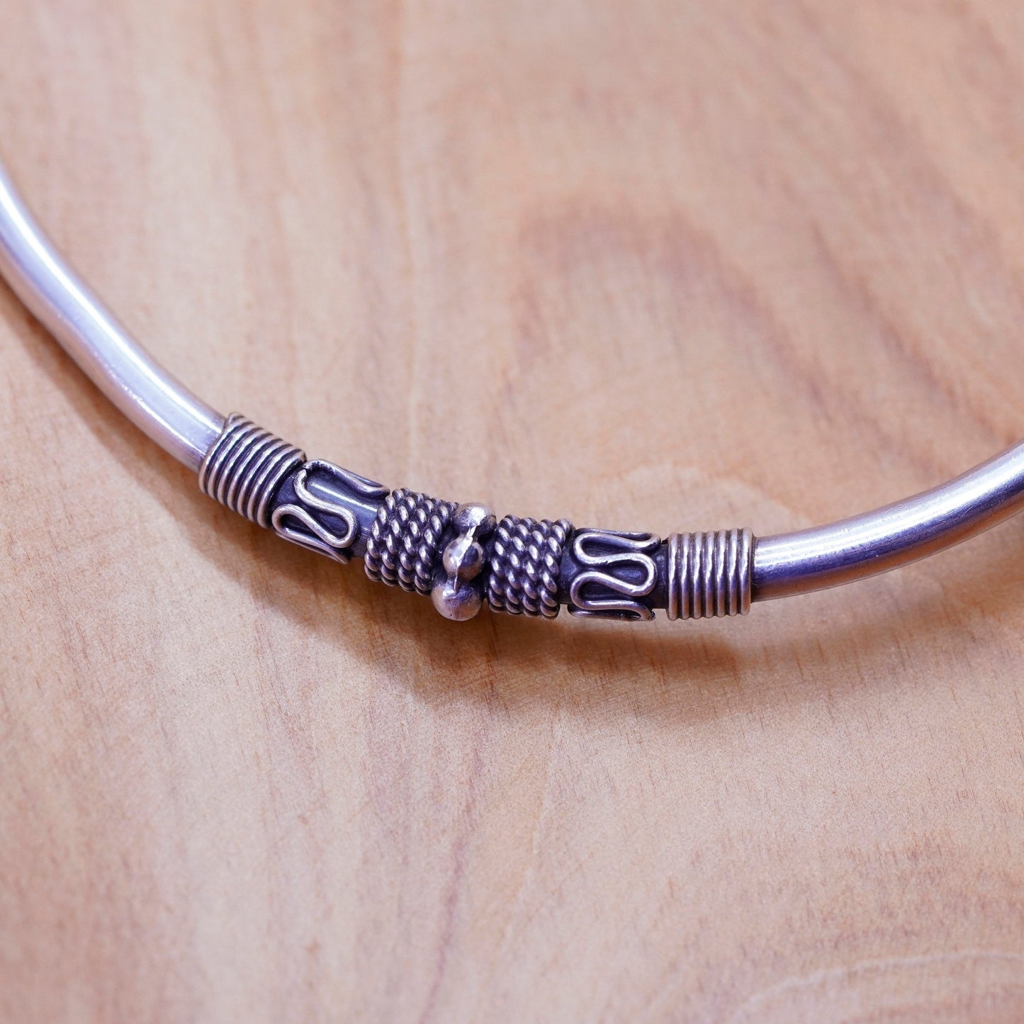 8.25”, Vintage mexico Sterling silver handmade bracelet, Bali 925 bangle